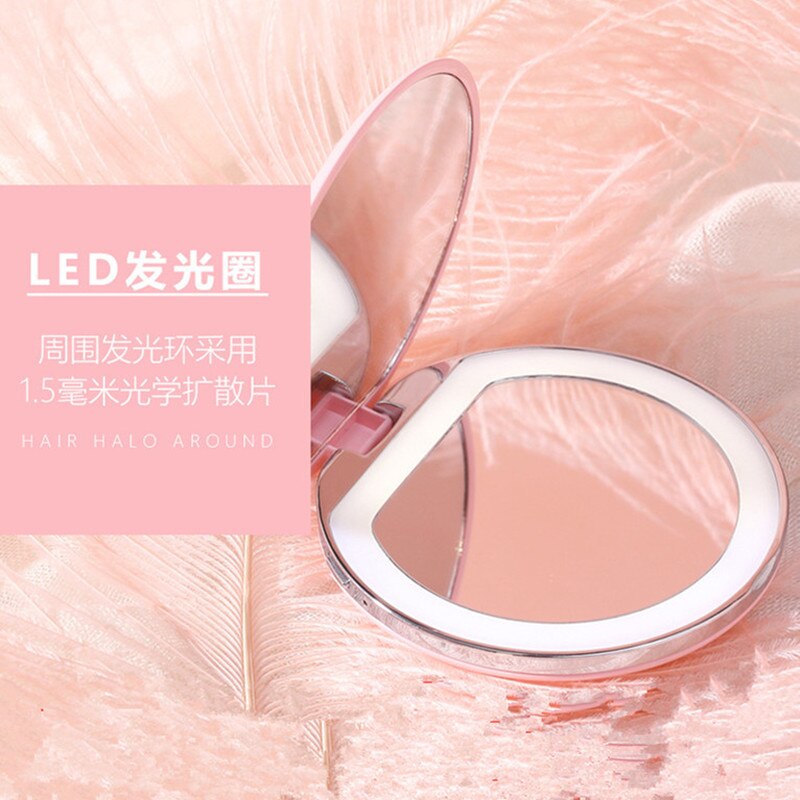 Tocador de maquillaje compacto, portátil, plegable, 5 colores, Led para espejo de tocador