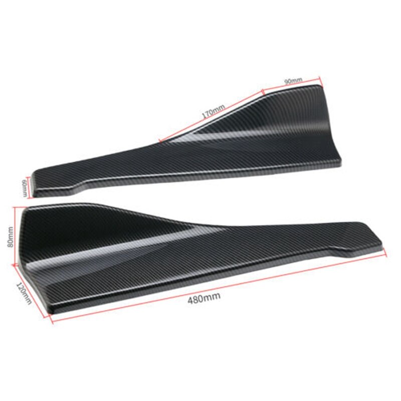 48cm Universal Carbon Fiber Rear Bumper Spoiler Canards Diffuser Car Side Fin Scratch Protector Rear Lip Wrap Angle Splitters