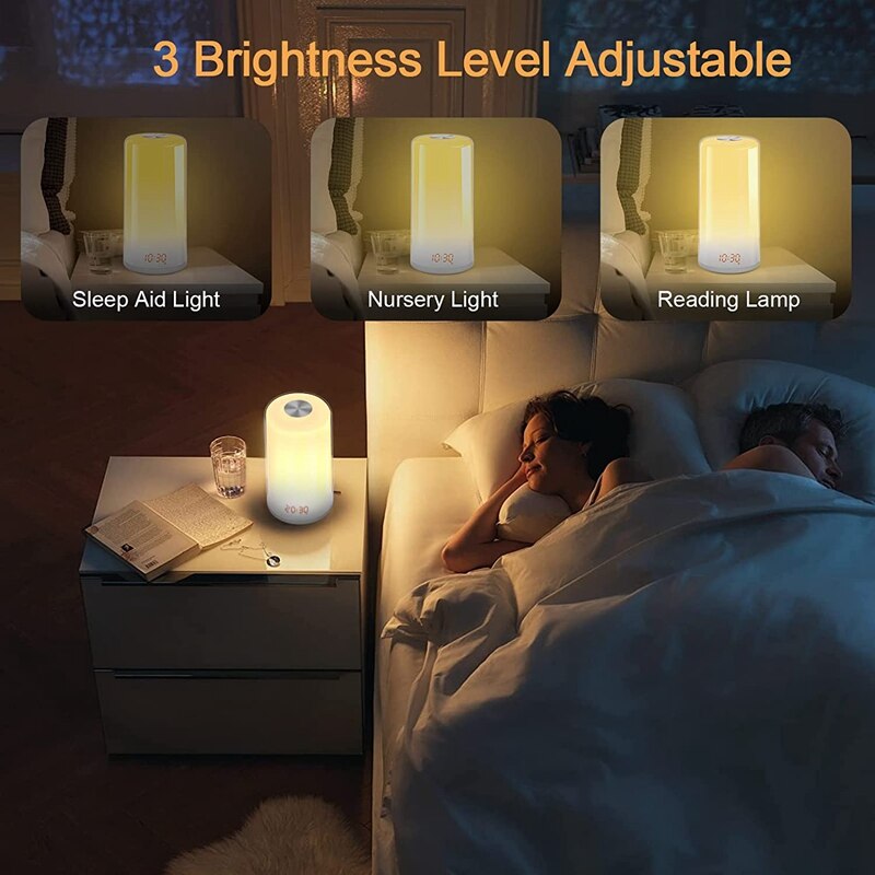 Wake Up Light Sunrise Simulation Alarm Clock For Kids Heavy Sleepers Bedroom With Sleep Aid Dual Alarms