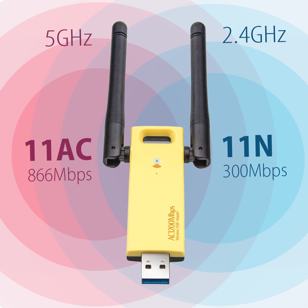 1200Mbps Draadloze Usb 3.0 Realtek RTL8812AU Wifi Adapter 2.4G 5G Netwerkkaart Dongle Ontvanger Gratis Driver Antenne voor Desktop Pc