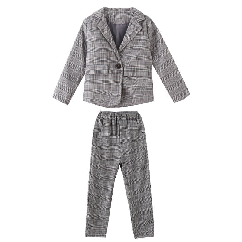 Conjuntos de traje de para niñas, traje Formal a cuadros, chaquetas + Pantalones, conjunto de Blazer escolar, ropa para niñas de 8 a 10 años: 9
