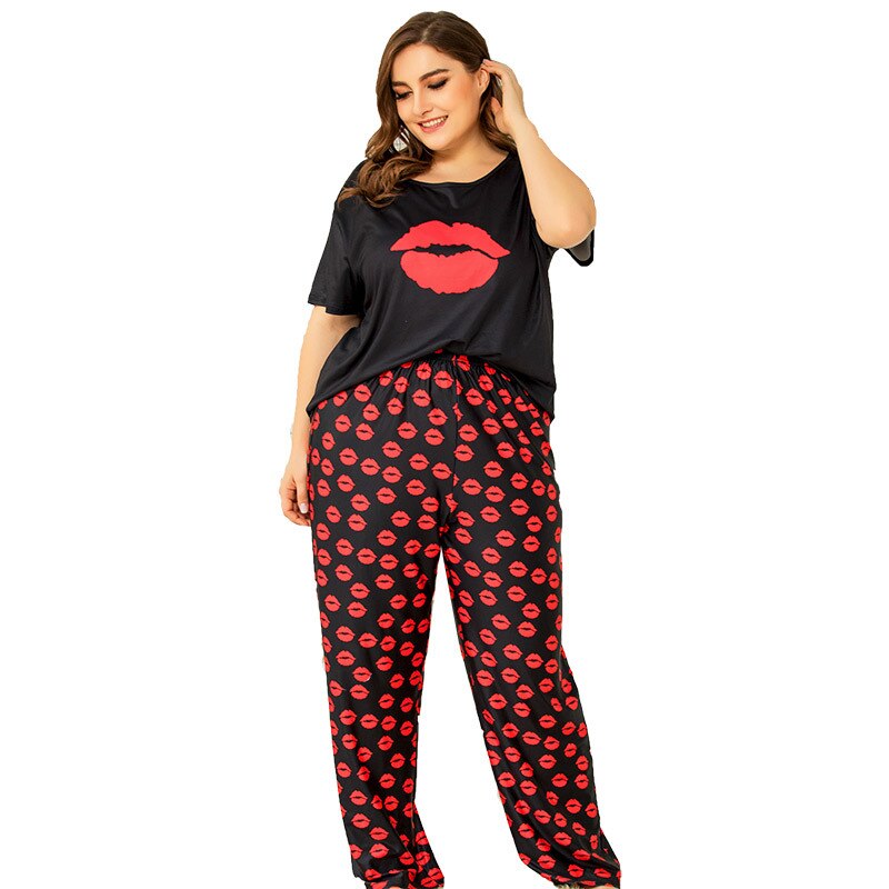 Hc275 store størrelser kvinder sommerhus løst komfortabelt  xl 2xl 3xl 4xl kvindelige pyjamas nattøj nattøj et sæt natkjole: 4xl