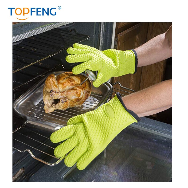 Topfeng stenmænd varmebestandig mad grade silikone handske madlavning bagning bbq ovn grydeholder skridsikker køkkenhandsker 2 stk