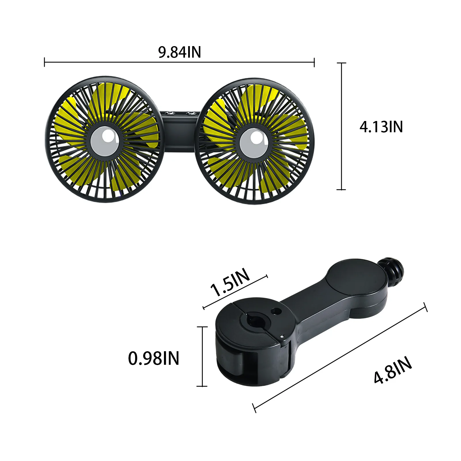 Eary Dual Head Fan Car Backseat Cooling Fan Summer Car Accessories 360° Rotation Cooler Car USB Charge Air Condition Cold Fans: WHITE