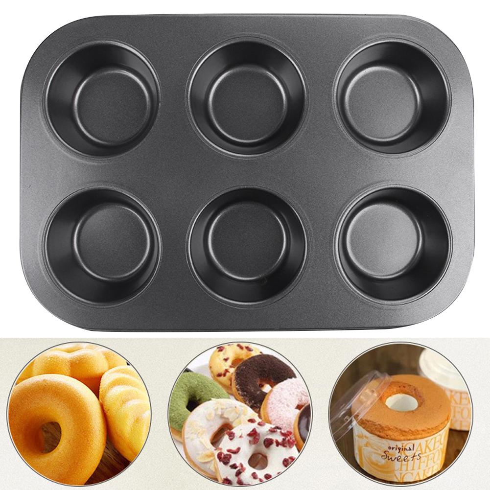 6 Cavity Non-Stick Cupcake Baking Tray Carbon Steel Muffin Tray Cake Mold Biscuits Muffin Pan Pastry Baking Tools DIY Bakeware