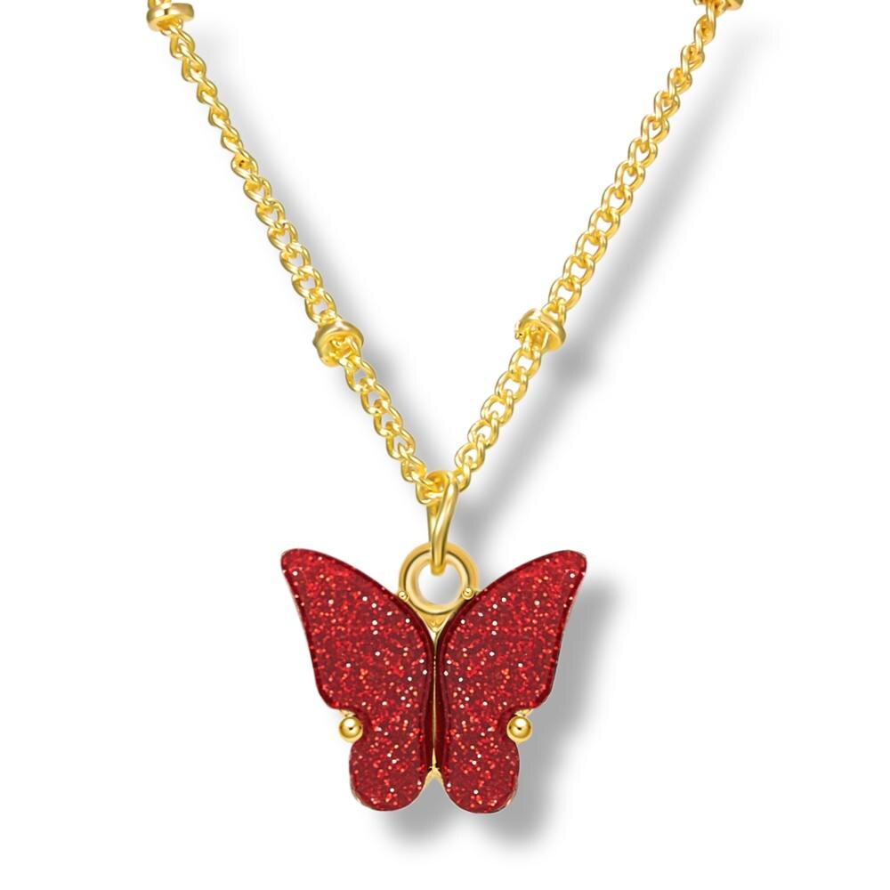 Cute Acrylic Butterfly Pendant Necklace for Women Party Statement Necklace Sweet Korean Necklace Jewelry: 4