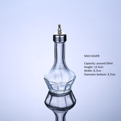 Botella de vino de absenta amarga, botella de medicina de barman de cristal, aparatos sin plomo, herramientas de Bar, Mini Almacenamiento de esencia de vidrio: 50ml silver