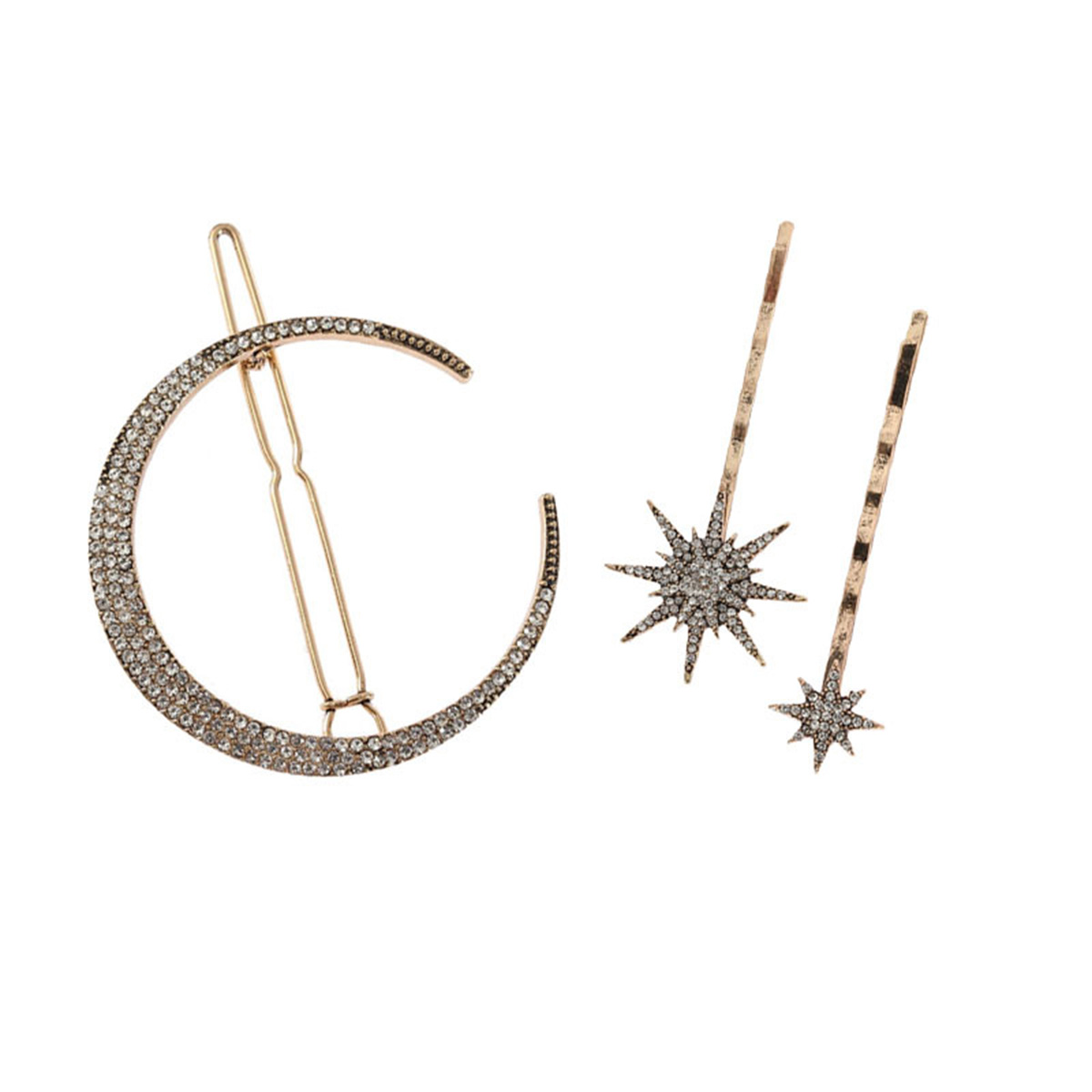 18 unids/set, horquilla de pelo con diamantes de imitación de Luna y Estrella, horquilla para el pelo, accesorios para el cabello para novia, diademas para mujer, de joyería para boda