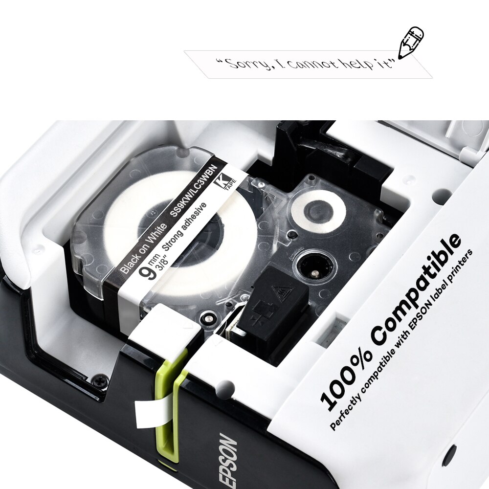 9mm 1pcs Multicolor SS9KW SC9YW SC9RW SD9K ST9KW Label Tapes for Epson Label Printer for KingJim label maker LW-300 LW400