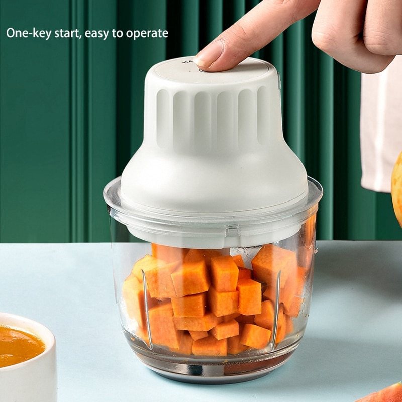 Electric Garlic Chopper Wireless Portable Mini Food Processor Glass Press Mincer Vegetable Chopper for Shredding Slicing