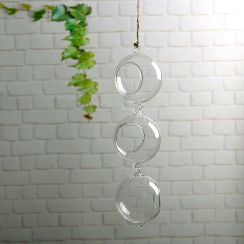 Vaso de vidro transparente, vaso de flores para pendurar, recipiente de terrário para festa, casamento, decoração, pote, bola de jardim, vaso redondo: B