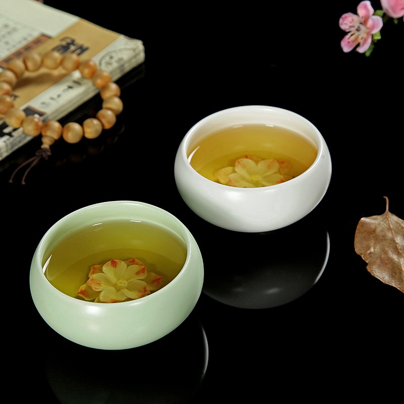 3D Lotus Thee Cup. Chinese Celadon Porselein China Theekopjes En Saucertea Kom, China Thee Pot Celadon Theekopjes