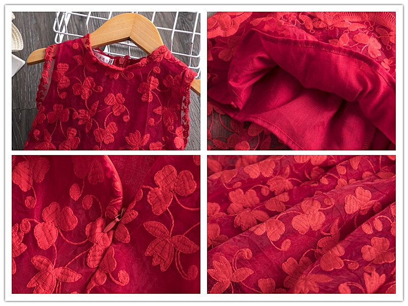 Vestidos de flores de verano para niñas, ropa informal sin mangas de encaje a la para niños de 3 a 8 años, vestidos de princesa de