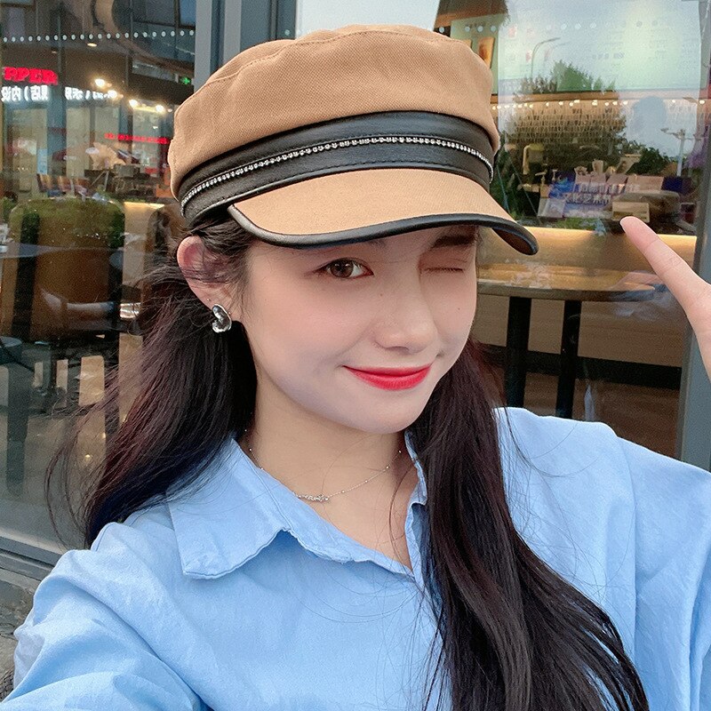 Korean Style Cotton Octagonal Cap Vintage Beret Hats For Women Autumn Newsboy Caps French Artist Hat Simple Beret para la Mujer