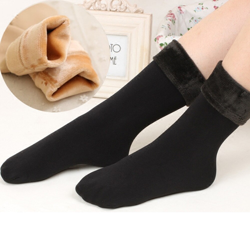 Sagace meias inverno engrossar meias de lã de cor sólida meias de cashmere de lã engrossar meias macias térmicas meninas lazer meias socks socks socks socks socks: Black