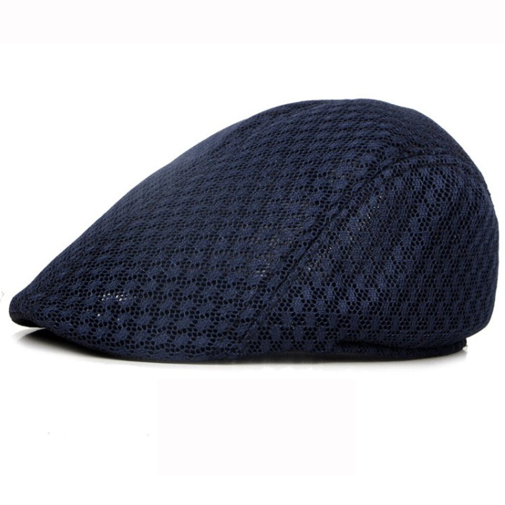 2019 brytyjski styl klasyczny mężczyzna kobiet Mesh berety czapki lato dorywczo jednolity kolor czapki z daszkiem berety kapelusze oddychająca czapka Casquette: Granatowy niebieski