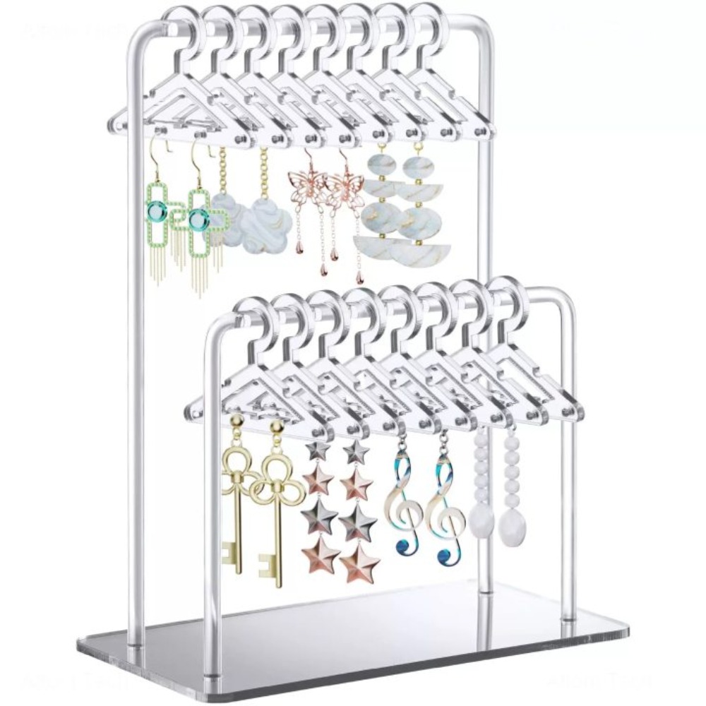 Jewelry Organizer 16pcs Hangers Shaped Jewelry Holder Detachable Acrylic Dangle Earrings Display Racks Transparent Stable