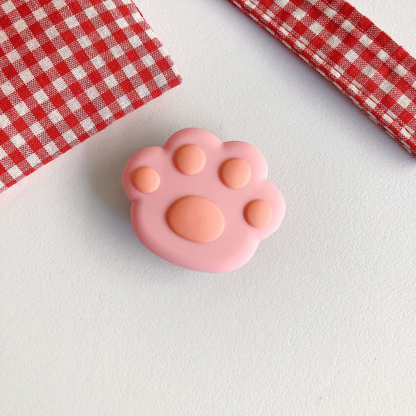 1PCS Cute Cat Paw Colorful Flower Phone Ring Holder Finger Ring Buckle Anti-Fall Foldable Bracket Universal Phone Stand: Pink Cat Paw