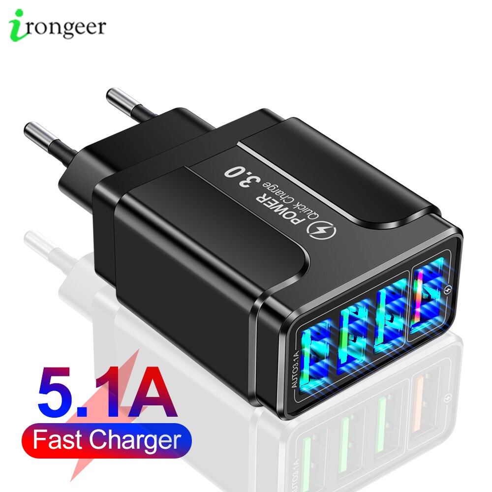 4 Usb Charger Quick Charge 3.0 4.0 Opladers Voor Iphone 12 Xiaomi Redmi Note 10 Fast Charger Voor Iphone Laders charger Adapter