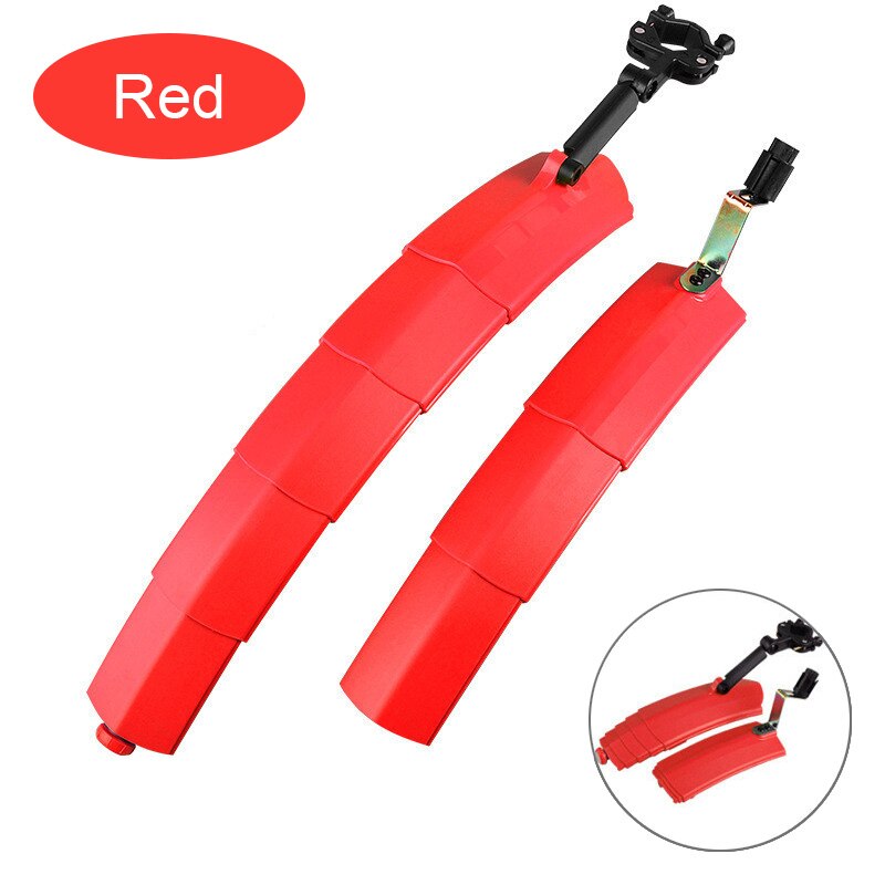 Fiets Spatbord Set Telescopische Vouw Fiets Spatbord Met Achterlicht Fietsen Voor Achter Spatbord Fiets Spatbord Quick Release Protector: Red