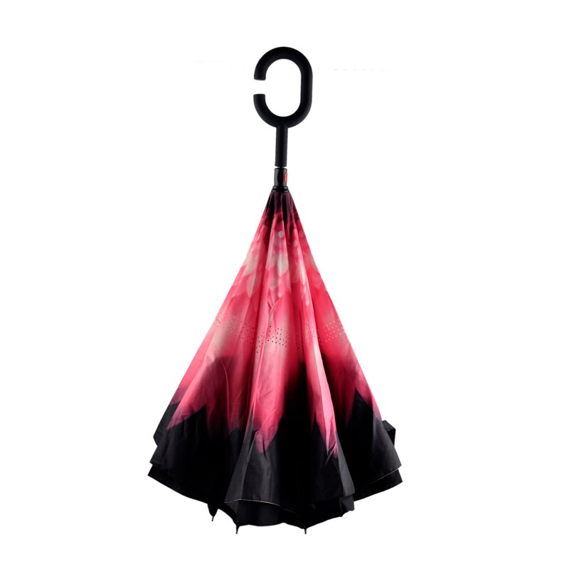 Parapluie inversé Double couche rabattable coupe-vent Protection contre la pluie auto-Stand Protection contre la pluie c-crochet mains pour femmes enfants