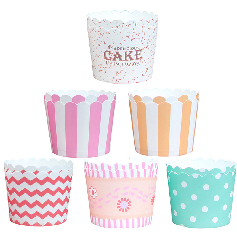 50 Stuks Roze Golven Cupcake Papieren Baking Cups Muffins Cupcake Liner Baking Cups Gevallen Cakevorm Vormen Cup Lade Decorating gereedschap