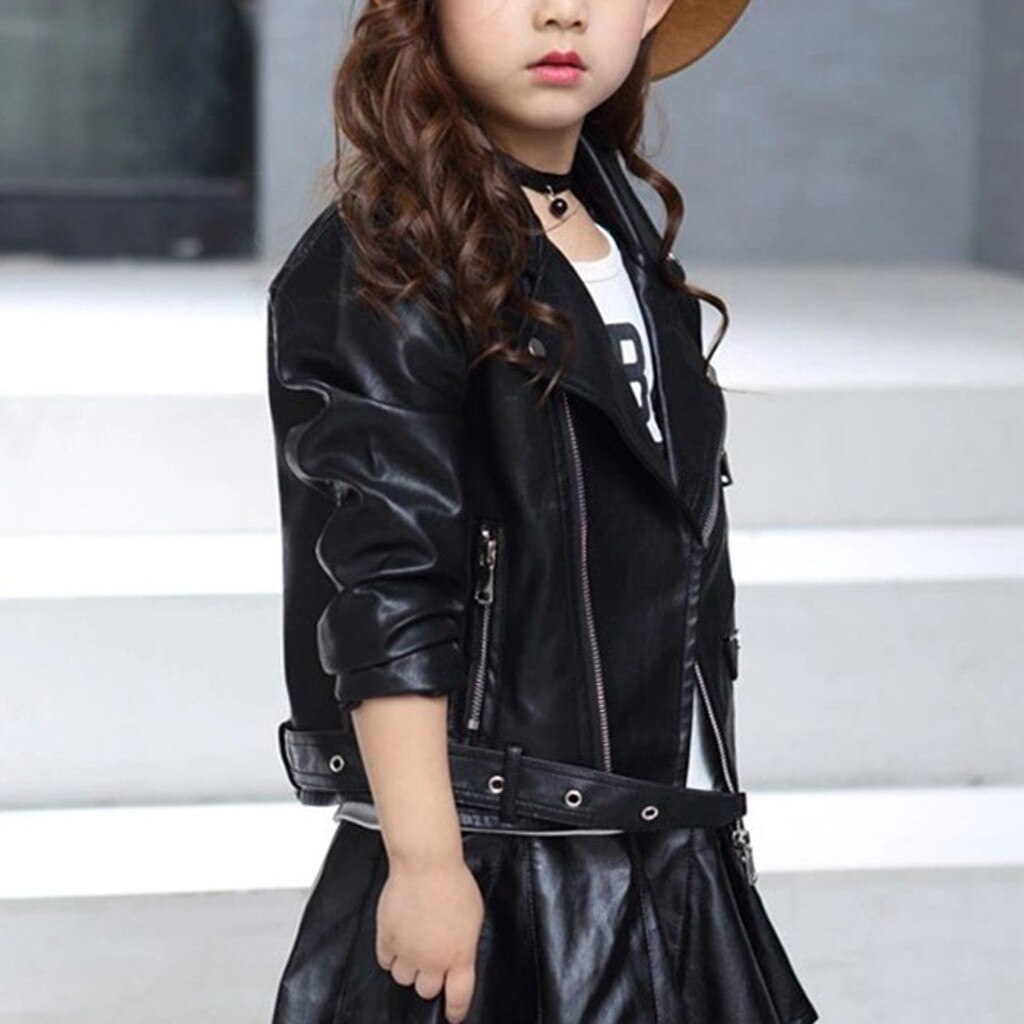 Children clothes Child Kids Jackets Toddler Girl Boy Motorcycle Casual Solid Color Zip Casual coat clothes зимний костюм: Black / 9