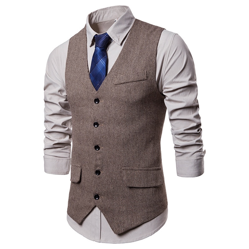 Smart casual puku liivi miesten bisnesliivi liivi miesten juhlapuku liivi puku yksirivinen klassinen v-pääntie hääpaita