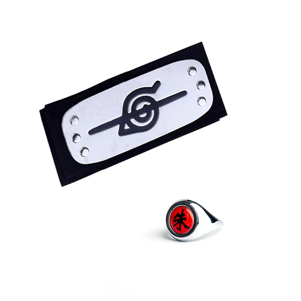 Naruto Akatsuki Rings Headbands Anime Figure Itachi Cosplay Ring Accessories Props Jewerly Christmas Party: black