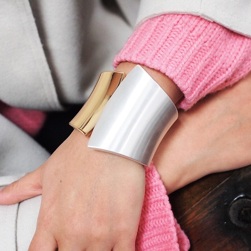 Bracciali Rigidi Punk in Lega per Donna - Set Grande Bracciale Metallico Geometrico