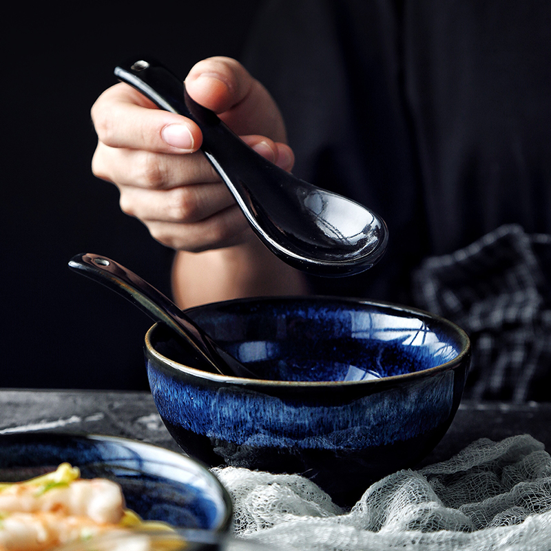 Japanse Kilnglazed Keramische Noedelkom Rijstkom Familie Restaurant Ramen Kom Grote Soepkom Fruitsalade Instant Noodle