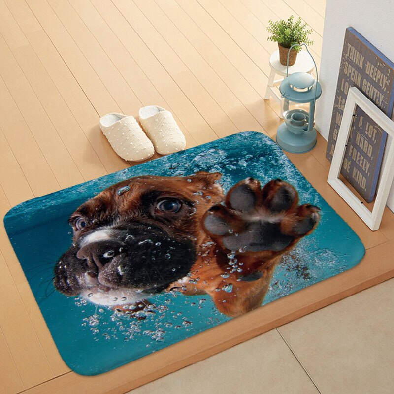 Alfombra con estampado de dibujos animados para exteriores, alfombrilla antideslizante con dibujos de perros y perros, para puerta Delantera de animales, 40x60