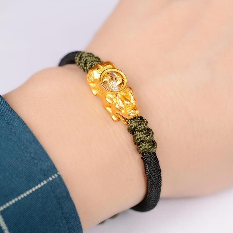 Hand Made Bixie Touw Chain Novel Goud Kleur Draaiende Windmolen Lucky Dappere Troepen Gevlochten Energie Armbanden Voor Mannen Vrouw Armbanden