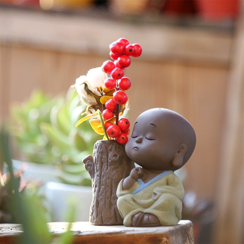 Te kæledyr lille munk vand kultur vase ornament fine te tilbehør mini blomst te ceremoni