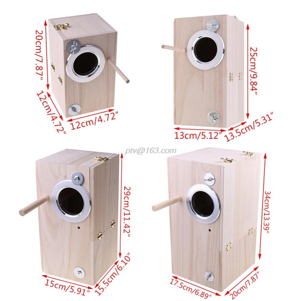 Wooden Bird Nesting Breeding Box House Parakeet Mating Case with Clear Window for Cockatiel Finch Canaries Lovebird Parr