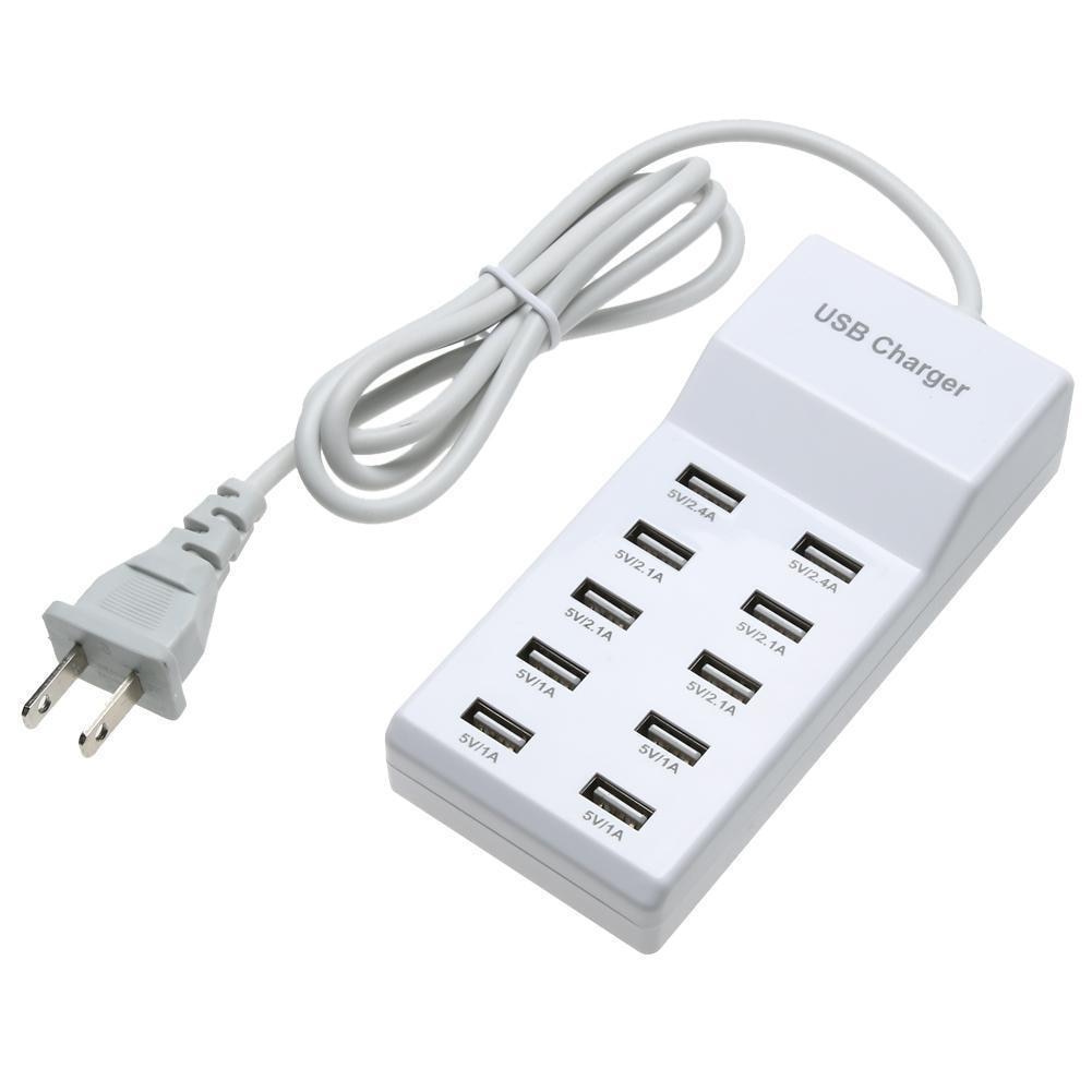 10 Port Fast USB Charging Port Power Strip Adapter Wall Travel Desktop Charger for Mobile Phone Tablet