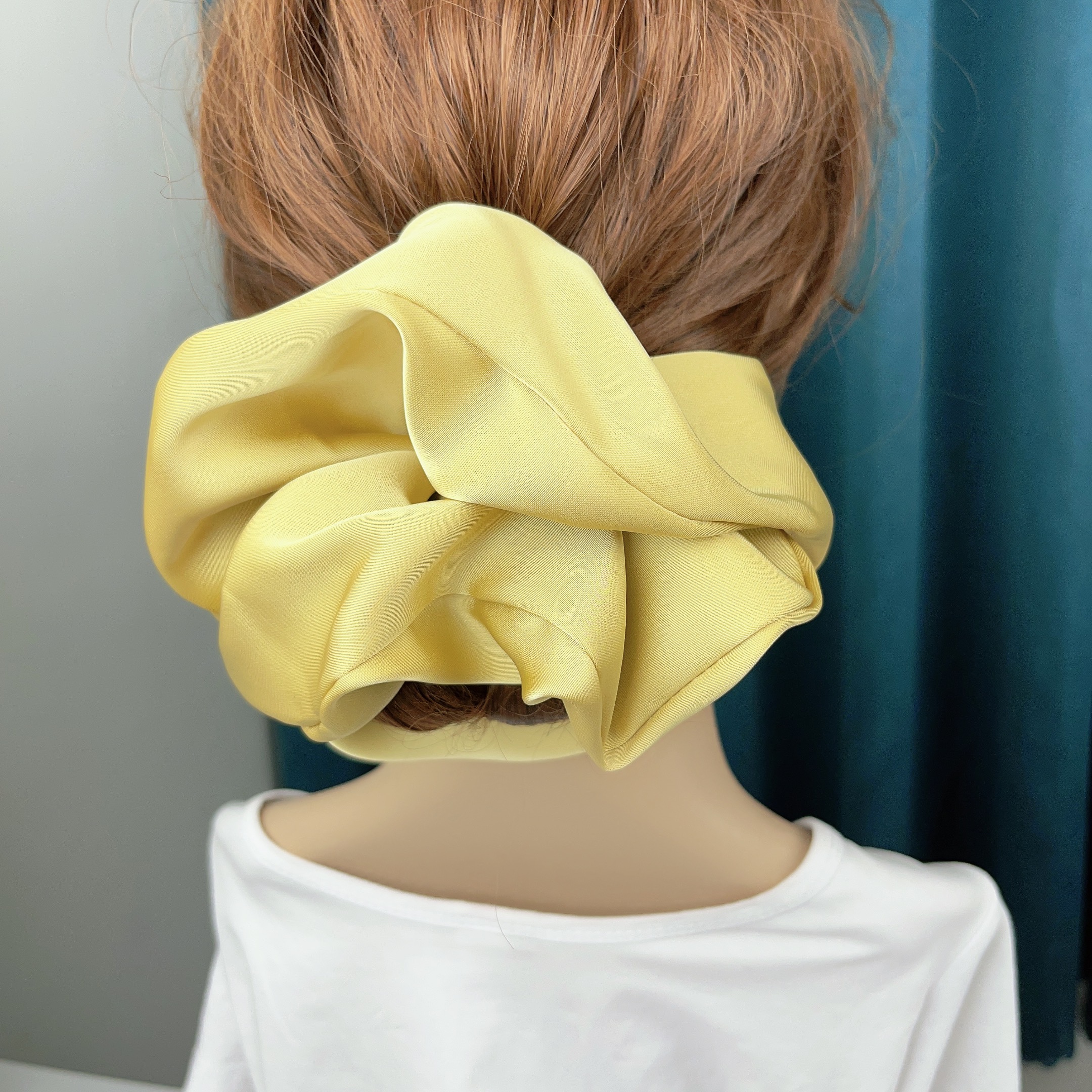 Scrunchies elásticos de seda sólida de gran tamaño para el cabello para mujeres y niñas, coletas de satén grandes, lazos para el cabello, bandas de goma, accesorios para el cabello,: Gris oscuro