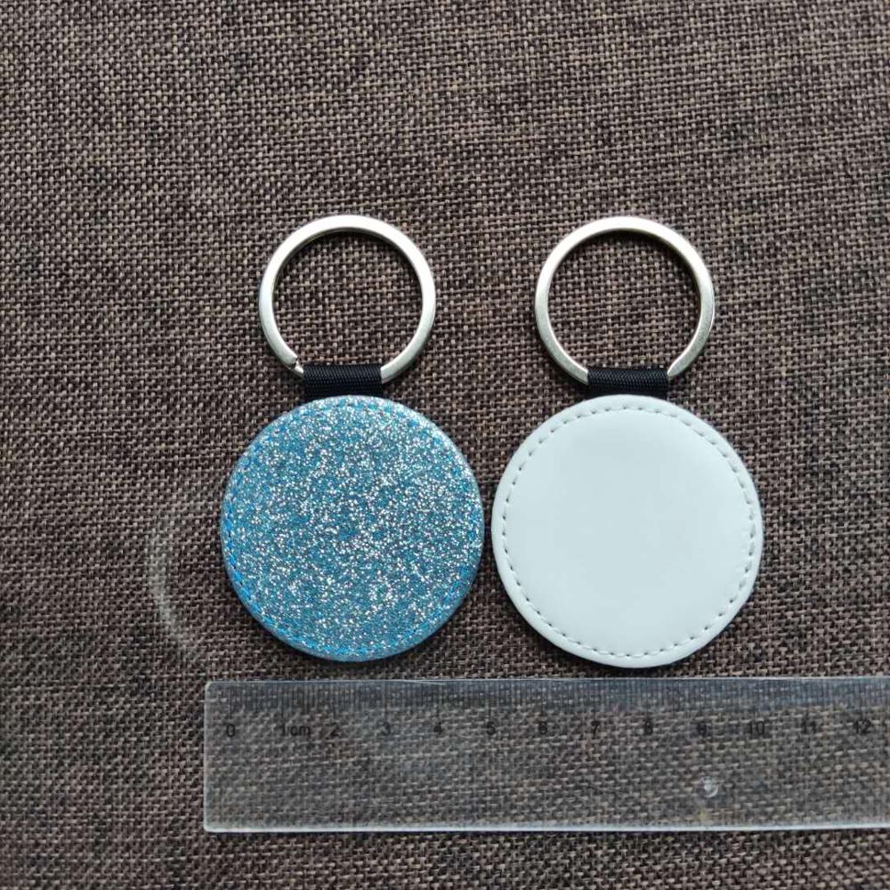 Gratis Shipping10pcs Leeg Sublimatie Bling Lederen Hanger Tags Sleutelhangers Diy Afdrukken Sublimatie Inkt Transfer Papier Afdrukken: Blue Round