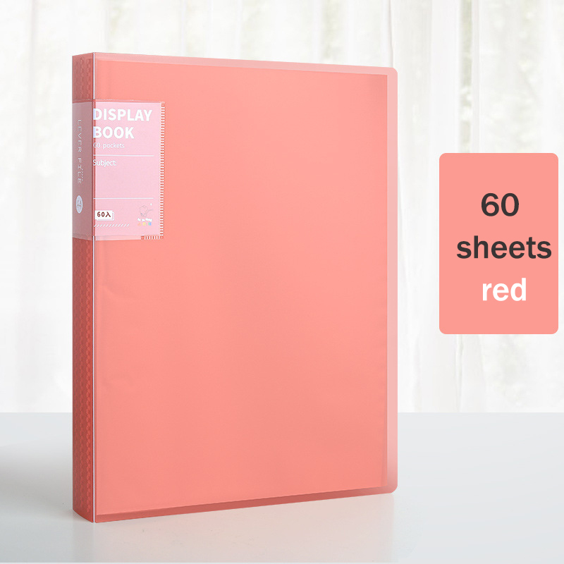 Organizador portátil para piano, 30, 40, 60, 80 páginas, tamanho a4, nota musical, folha de documentos, pasta de armazenamento, pp, pastas de escritório fosco: 60 sheets red