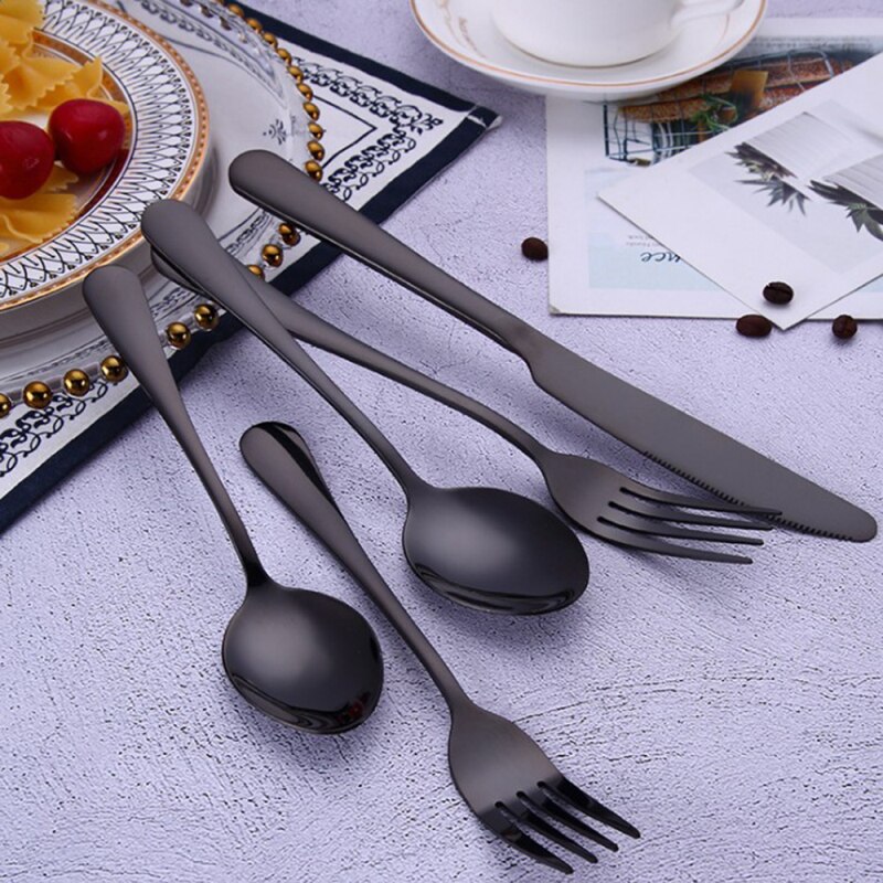Goud Bestek Set Vorken Lepels Vorken Messen Servies Set Servies Stalen Bestek Set Chopstick Lepel Mes Vork