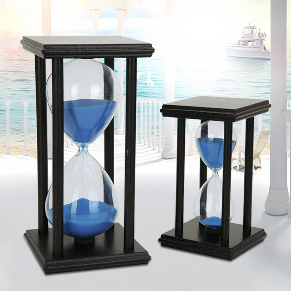 Relógio de areia de madeira, ampulheta de vidro, temporizador de cozinha, escola, decoração de casa, enfeites de mesa, brinquedo educacional para crianças, 45/60min