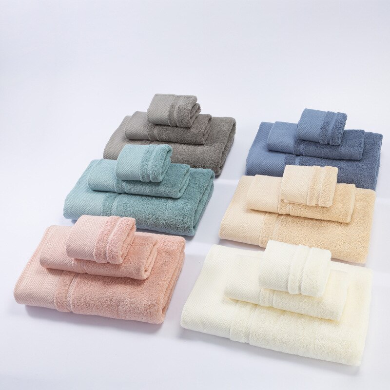 Pure Kleur Absorbeert Zachte En Pluizige Effen Kleur Volwassen Badhanddoek En Gezicht Handdoek Set,