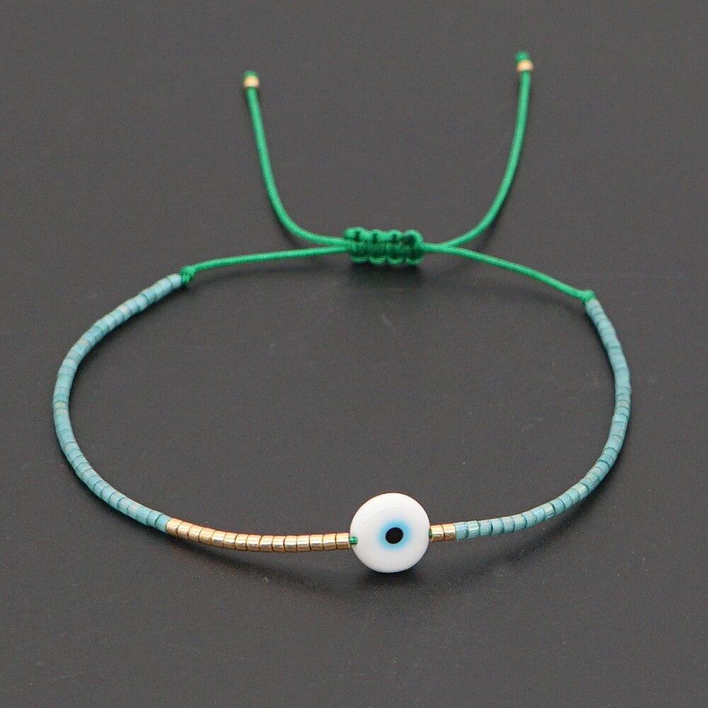 Bransoletka z greckim oczkiem bransoletka z tureckim nazarem String proste bransoletki dla kobiet mężczyzn koraliki Miyuki biżuteria Pulsera mal de ojo: J