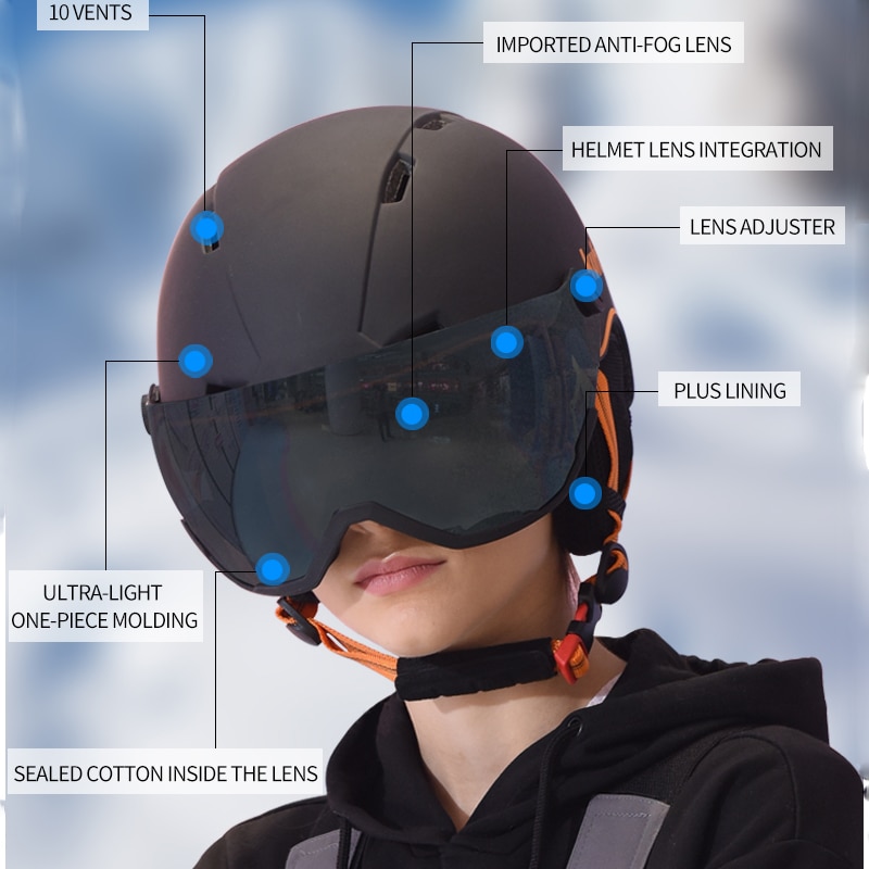 Ski helm bril Integraal gevormde ultralichte helm mannen en vrouwen enkele en dubbele boord outdoor skiën apparatuur