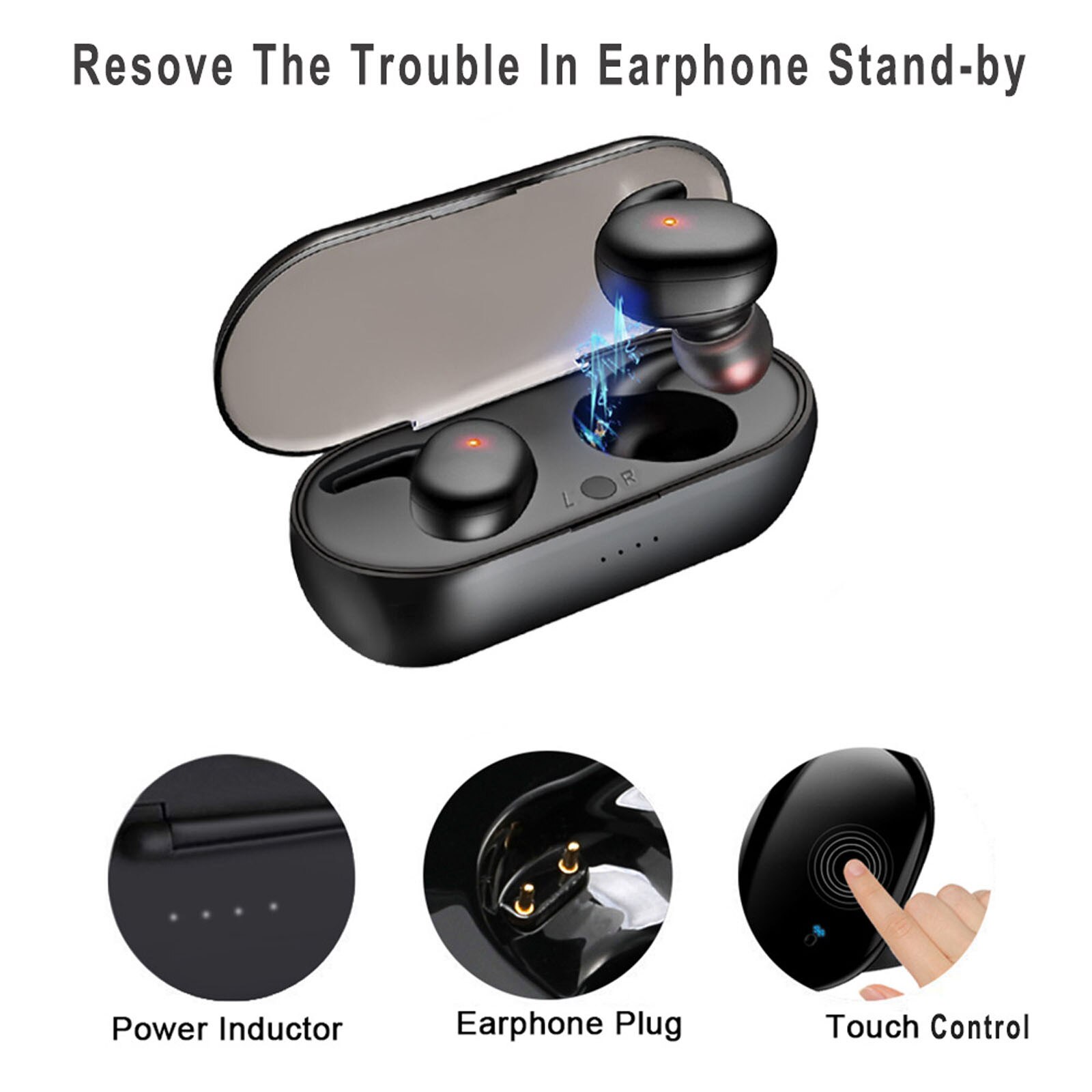 Bluetooth 5.0 Earbuds True Wireless Headset Deep Bass Twins Earphone Charging Box Noise Cancelling Sports Earbud Headphone