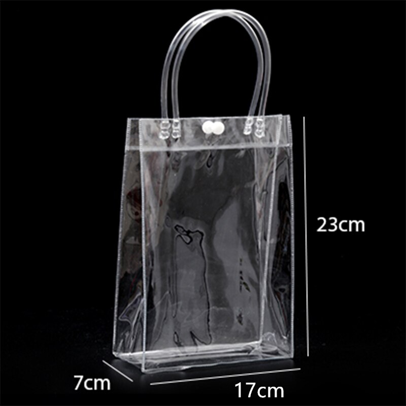 20pcs/lot Transparent soft PVC tote packaging bags with hand loop, clear Plastic handbag, cosmetic bag: (04)17x23x7cm
