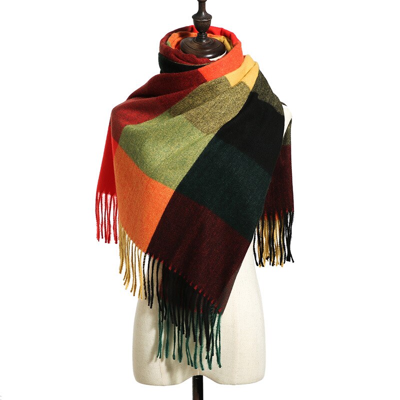 Dianruo Klassieke Herfst Winter Grace Vrouwelijke Plaid Sjaal Vrouwen Sjaals Brede Roosters Lange Shawl Wrap Deken Warm Sjaals R331: 7