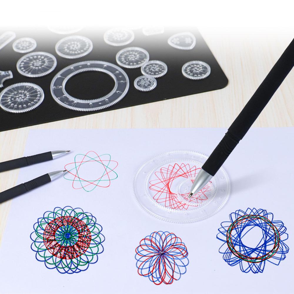 Juego de reglas de dibujo de Spirograph para niños, juego de engranajes y ruedas entrelazados, accesorios de dibujo, reglas educativas creativas para niños, 22 Uds.