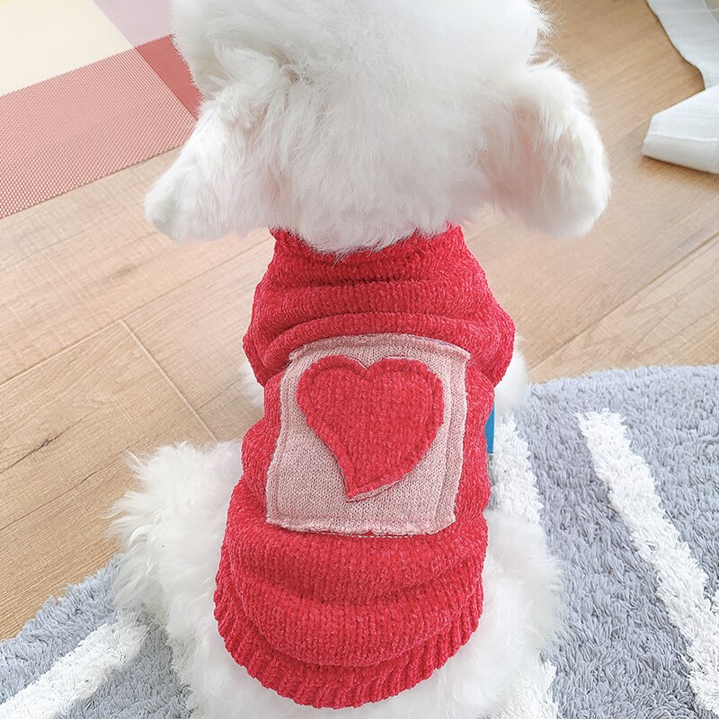 Rød kærlighed bomuld hvalp frakke strikning hund trøjer efterår vinter dyrejakke xs xl kat fransk bulldog terrier jakke varer