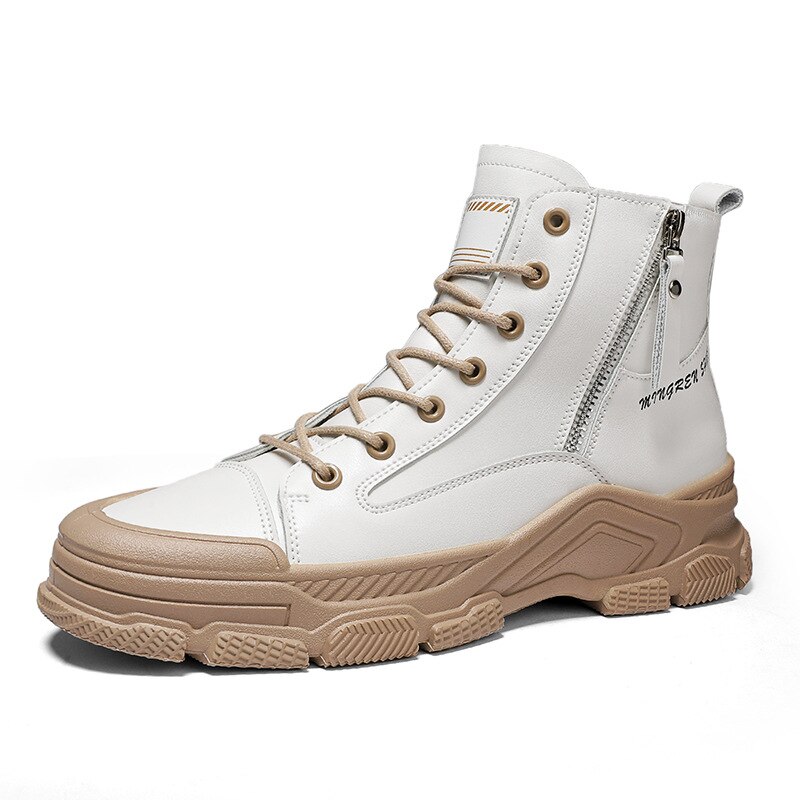 Bottes Martin imperméables et antidérapantes pour homme, chaussures de couleur unie, à lacets, nouvelle , hiver